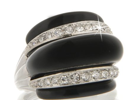 KENNETH JAY LANE MASELINA Black Crystal Ring on Sale