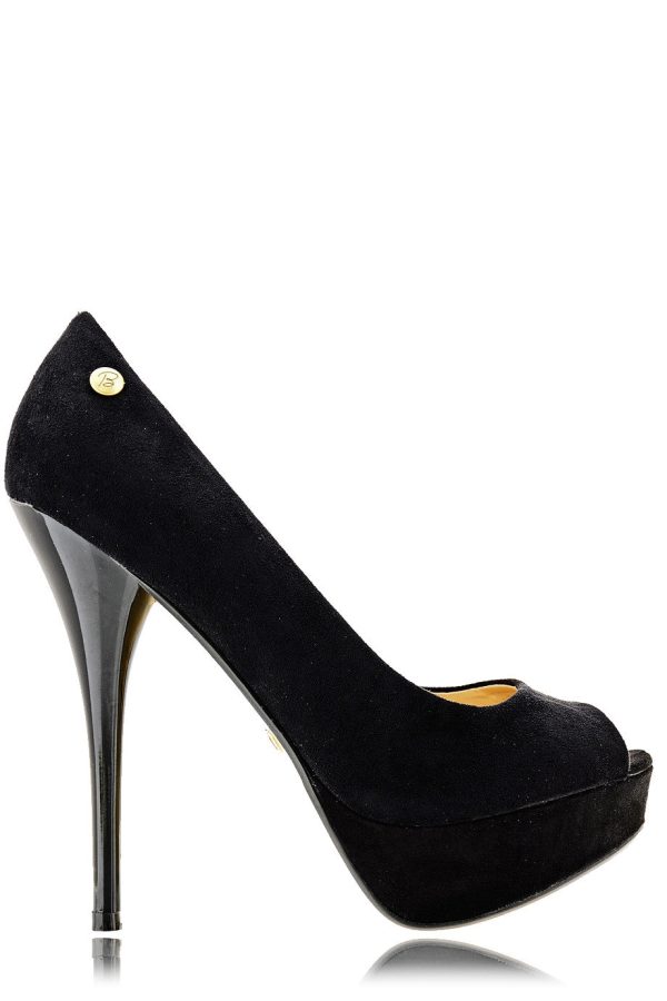 BLINK CLAIRE Black Suede Peep Toes on Sale