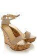 IRINA Beige Leather Platform Sandals Discount