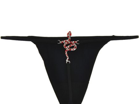 CHRISTIES SNAKE Crystal Black Thong on Sale