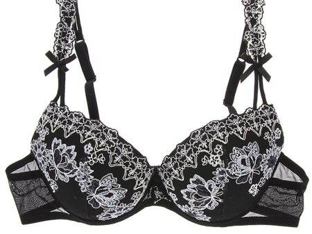 COTTON CLUB FLORAL Embroidered Black Bra Supply