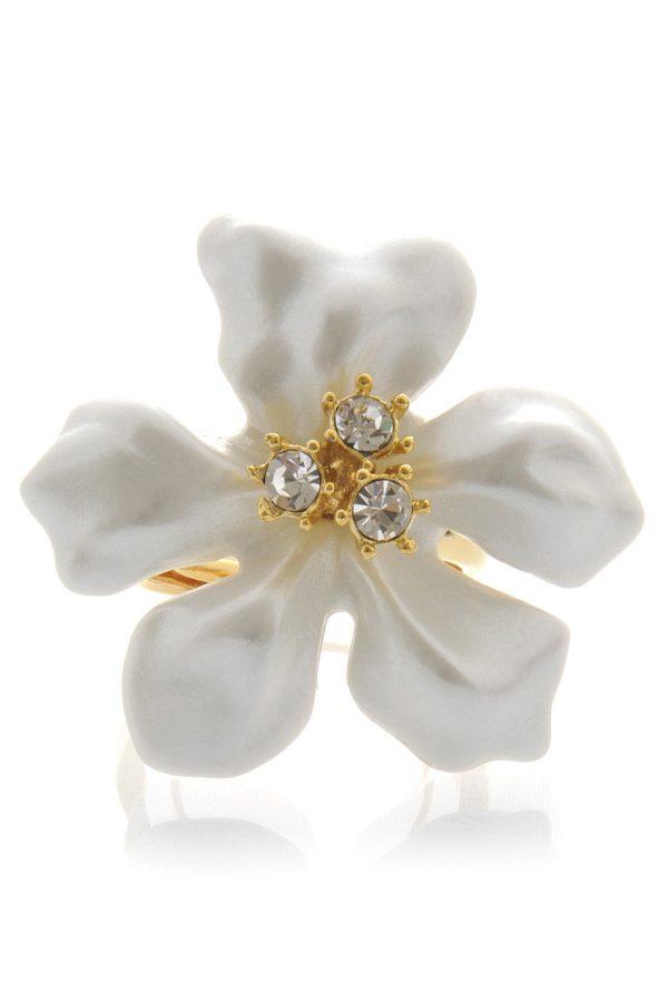 KENNETH JAY LANE Pearl Flower Ring For Discount