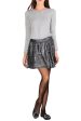 AZELIN Metallic Grey Mini Skirt Fashion