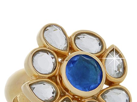 ISHARYA CRAZY Blue Flower Crystal Ring Online Hot Sale