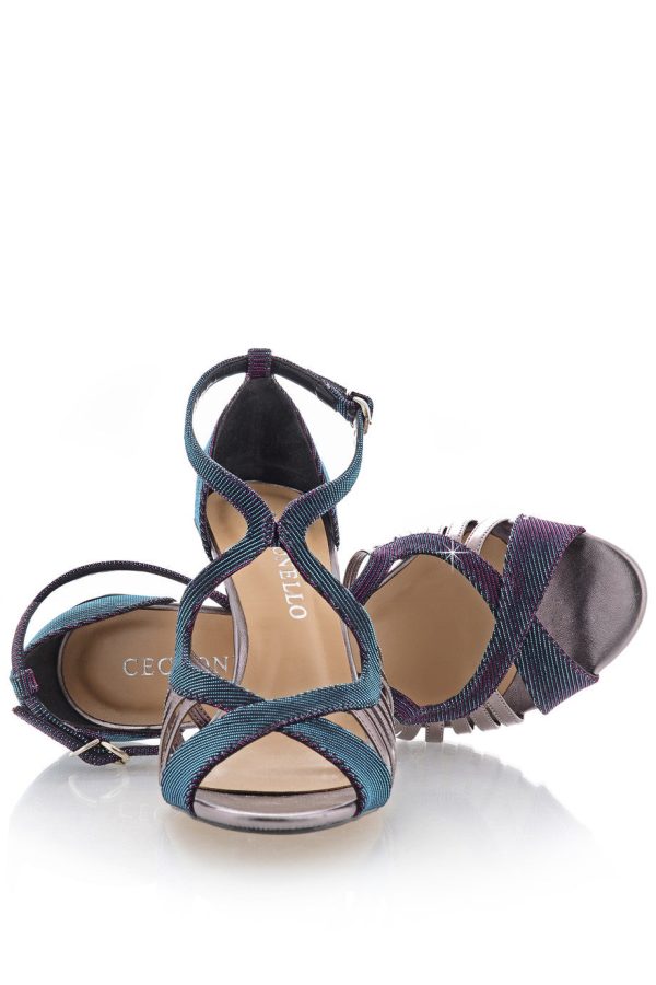 CECCONELLO TERESA Metallic Petrol Holographic Sandals Online