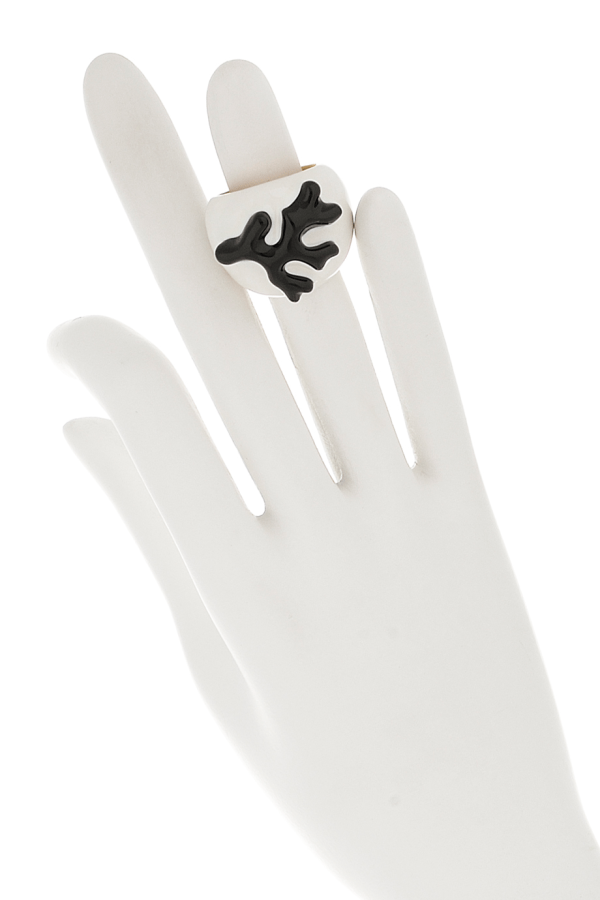 KENNETH JAY LANE BRANCH Black White Enamel Ring Online Hot Sale