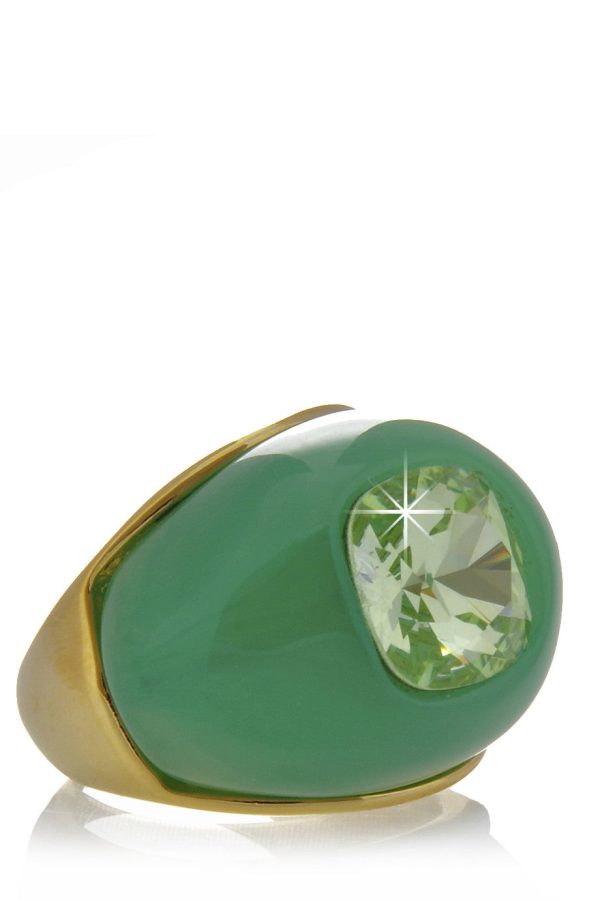 KENNETH JAY LANE DENIA Jade Crystal Dome Ring Supply