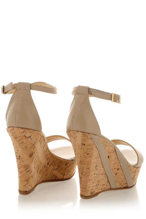 IRINA Beige Leather Platform Sandals Discount