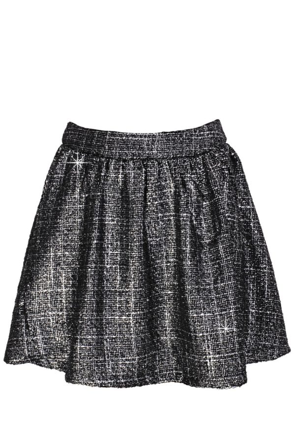 AZELIN Metallic Grey Mini Skirt Fashion