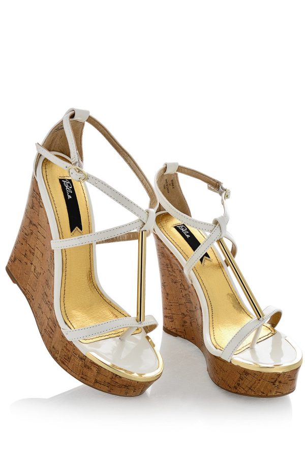 BLINK WINONA White Patent Cork Wedges Hot on Sale