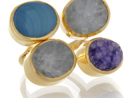 ISHARYA DRUZY Amethyst Agate Cocktail Ring Discount