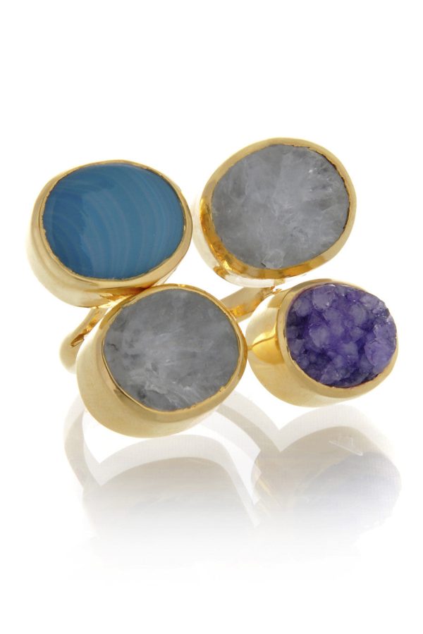 ISHARYA DRUZY Amethyst Agate Cocktail Ring Discount