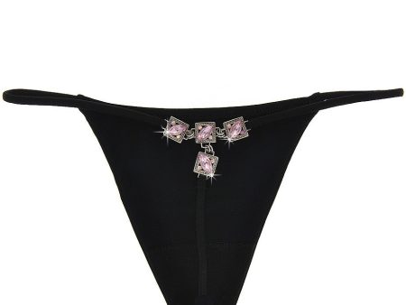 CHRISTIES PINK SQUARES Black Thong Fashion