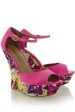 BLOSSOMS Fuchsia Ankle Strap Wedges Discount