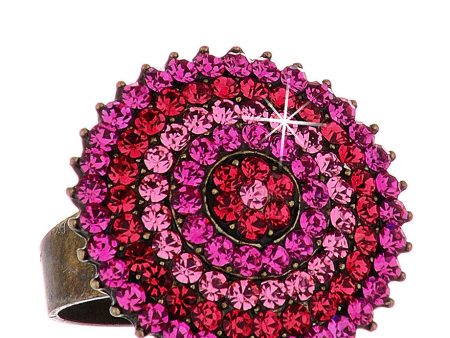 ALBA Fuchsia Round Crystal Ring Hot on Sale