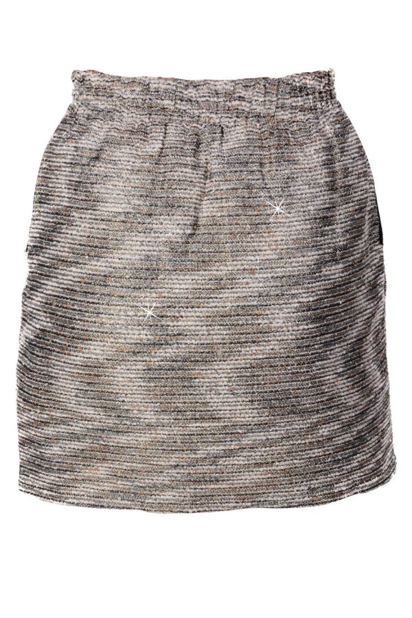 C BLOCK PEPLUM Gold Beige Tweed-Effect Mini Skirt Discount