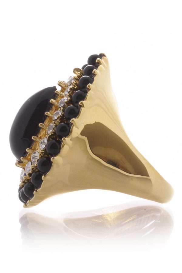 KENNETH JAY LANE GUSTAVA Black Cocktail Ring For Cheap