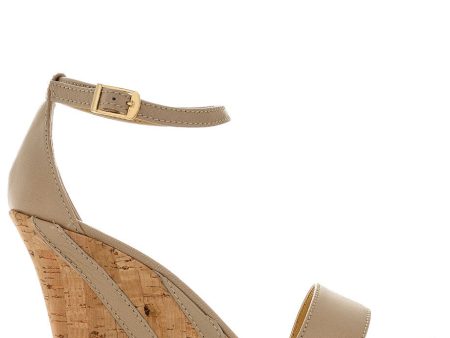 IRINA Beige Leather Platform Sandals Discount