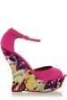 BLOSSOMS Fuchsia Ankle Strap Wedges Discount