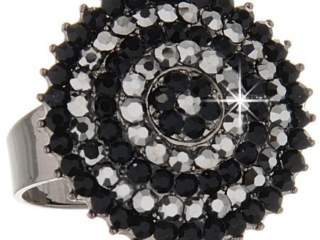 ALBA Black Round Crystal Ring Online now