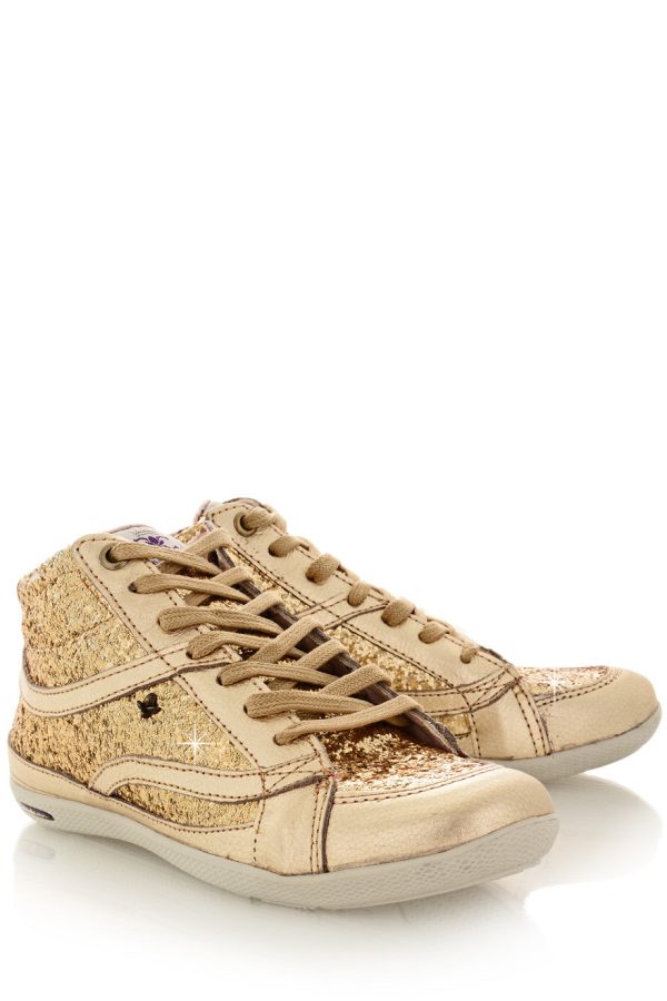 CRAVO & CANELA STARLA Gold Glitter Sneakers Sale