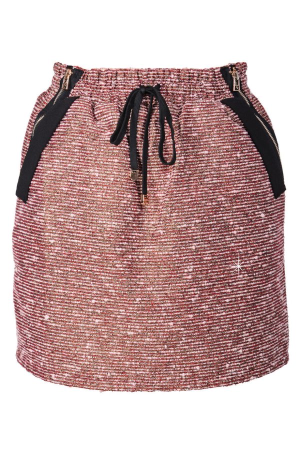 C BLOCK PEPLUM Pink Tweed-Effect Skirt Online