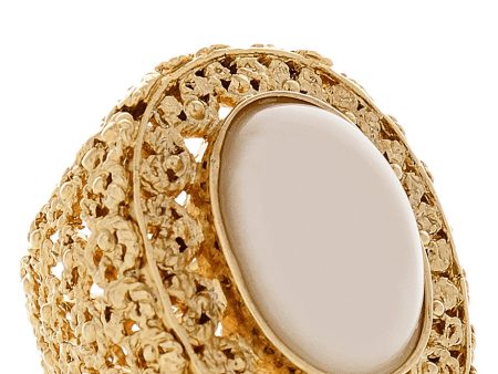 ISHARYA INDIAN FILIGREE Gold Pearl Cocktail Ring Cheap