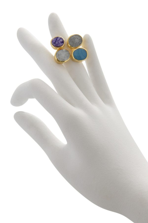 ISHARYA DRUZY Amethyst Agate Cocktail Ring Discount