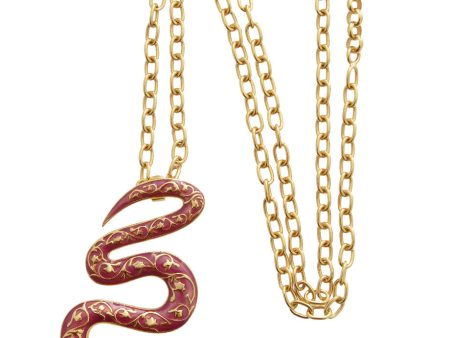 ISHARYA FIRE Fuchsia Serpent Pendant on Sale