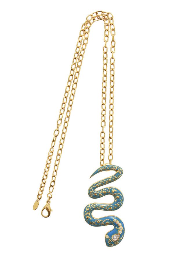 ISHARYA FIRE Blue Turquoise Serpent Pendant Hot on Sale