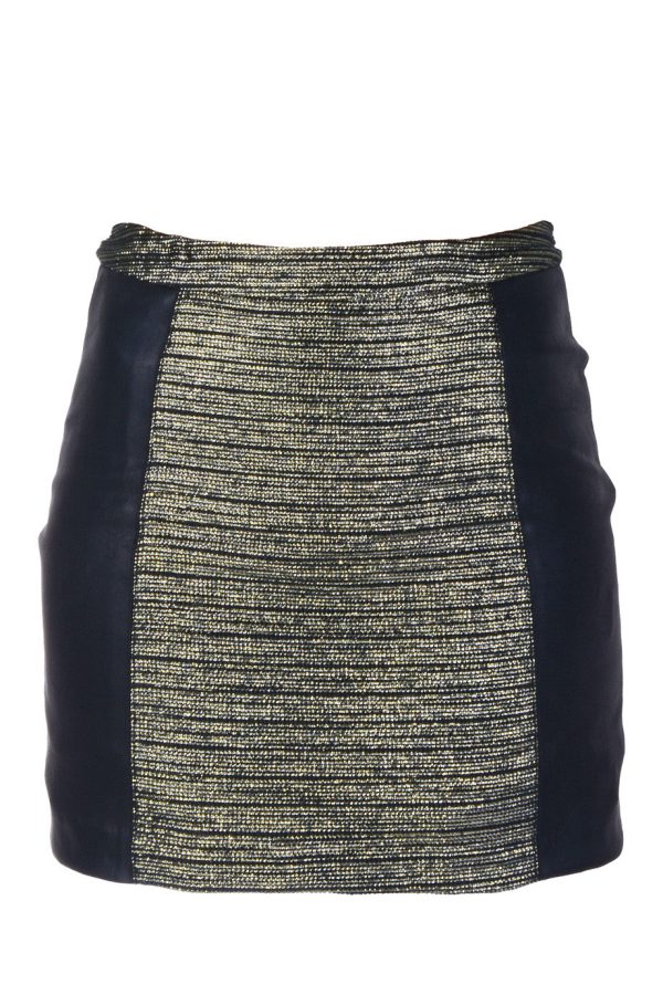 ALIA Black Gold Metallic Mini Skirt Online Sale