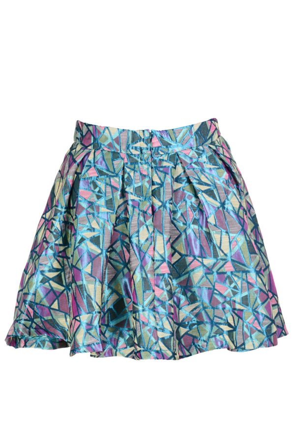 LONDON DISCO GIRL Metallic Multicolor Flared Skirt Fashion