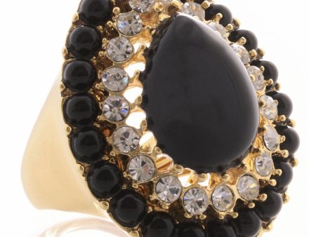 KENNETH JAY LANE GUSTAVA Black Cocktail Ring For Cheap