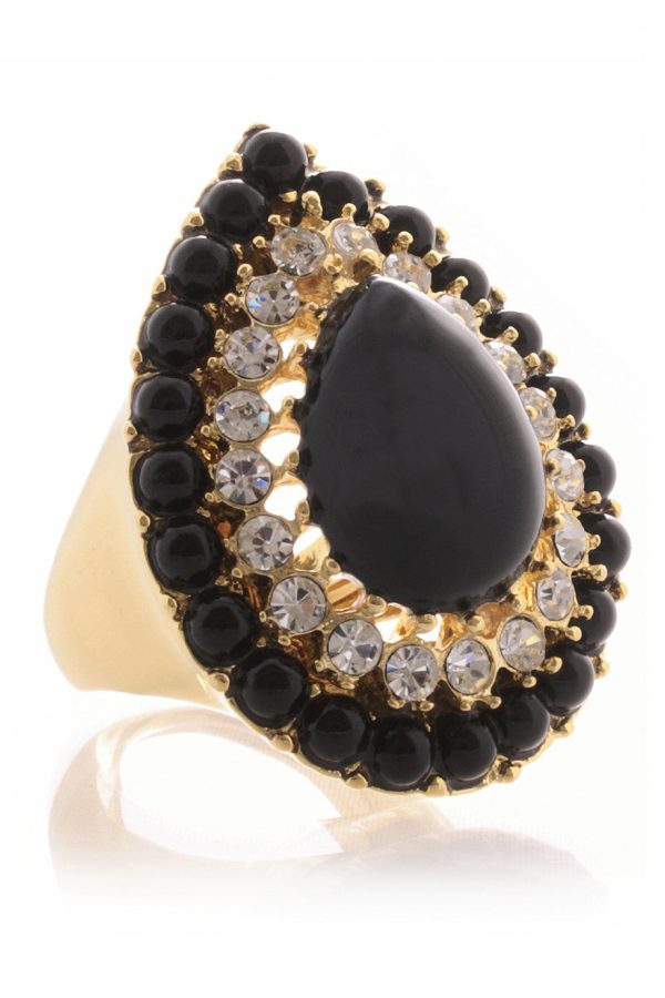 KENNETH JAY LANE GUSTAVA Black Cocktail Ring For Cheap