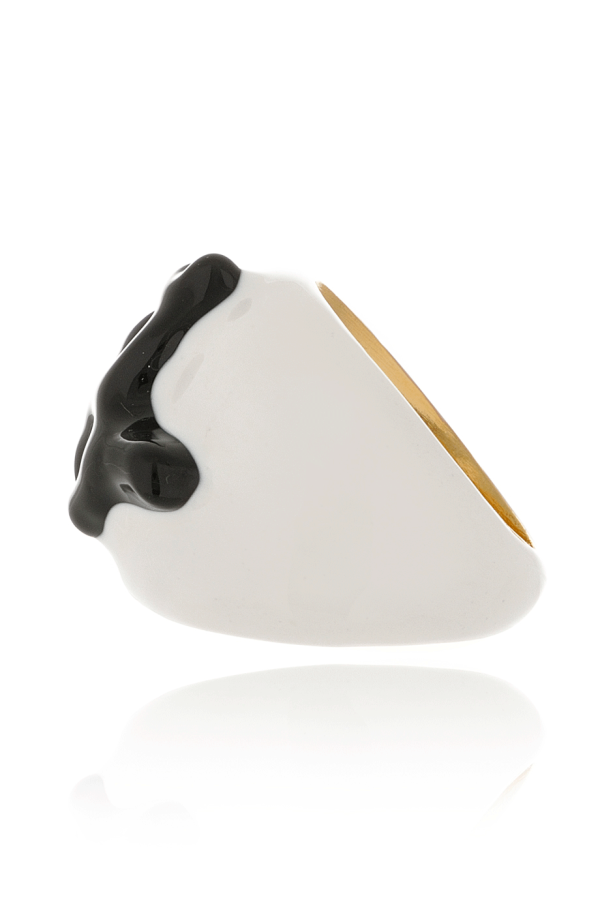 KENNETH JAY LANE BRANCH Black White Enamel Ring Online Hot Sale