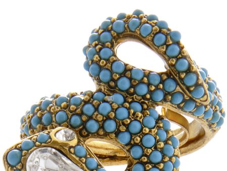 KENNETH JAY LANE SERPENT Blue Crystal Ring Online now