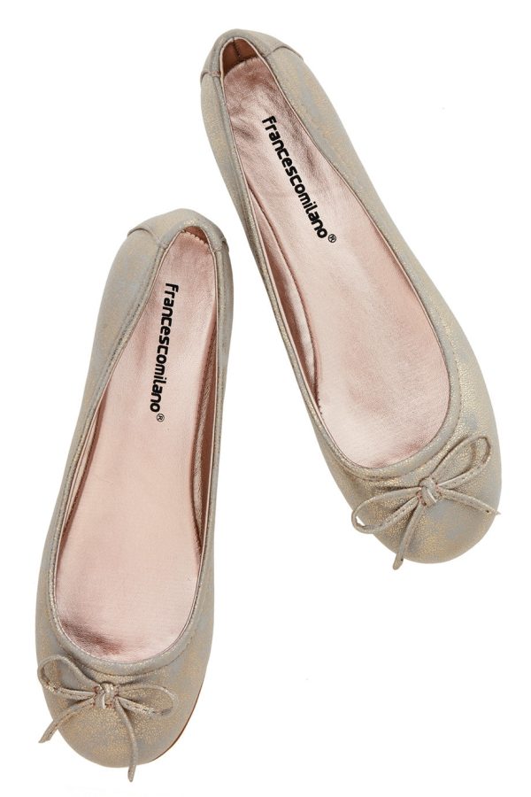 FRANCESCO MILANO SABINE Gold Crackled Ballerinas For Discount