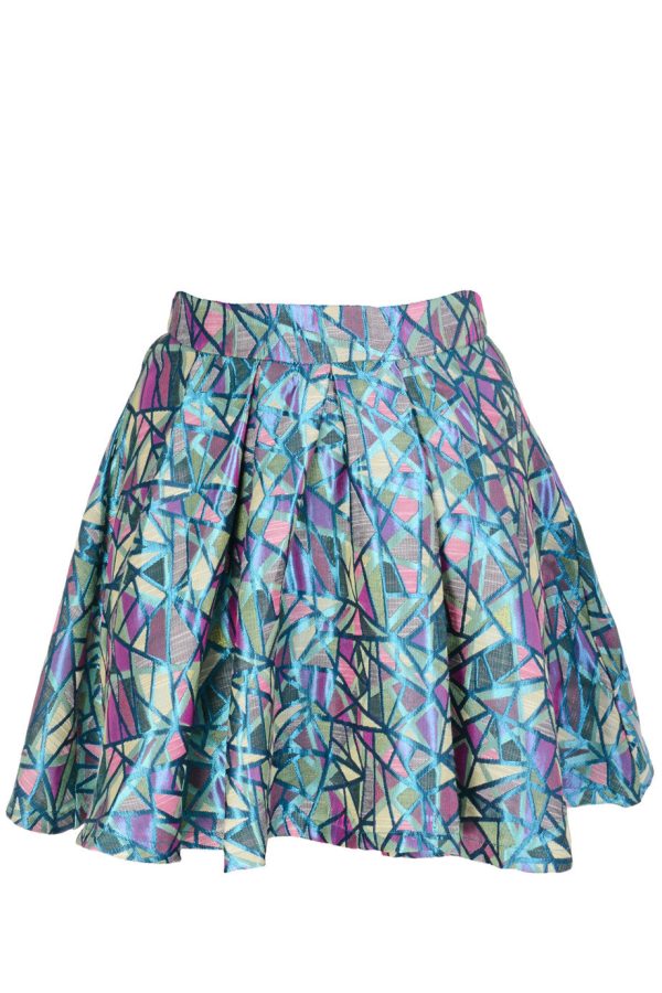 LONDON DISCO GIRL Metallic Multicolor Flared Skirt Fashion