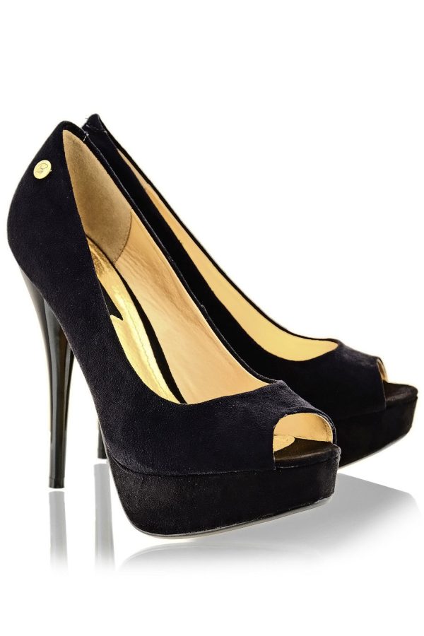 BLINK CLAIRE Black Suede Peep Toes on Sale