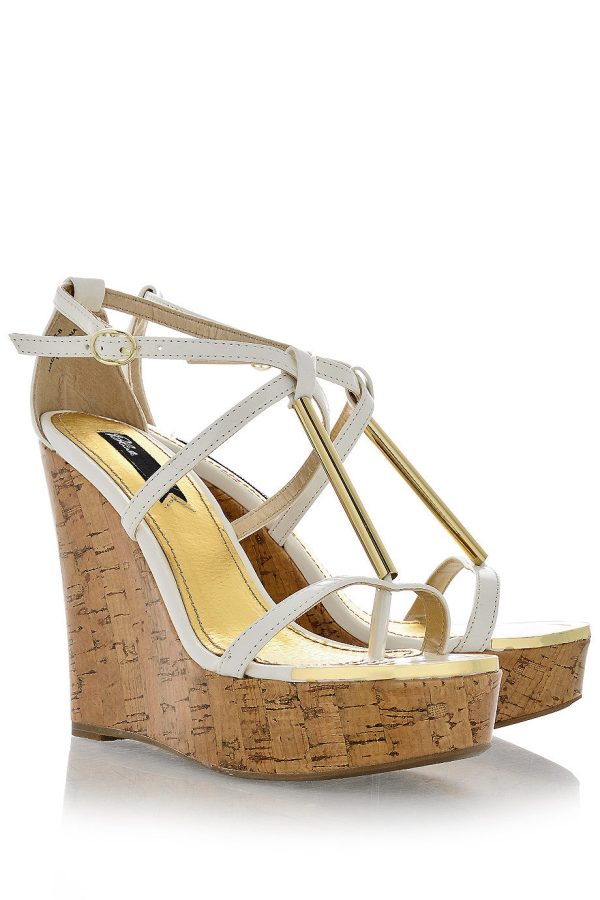 BLINK WINONA White Patent Cork Wedges Hot on Sale