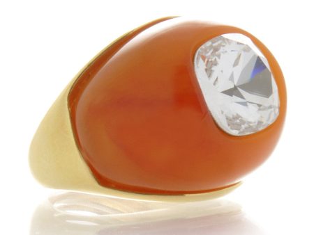 KENNETH JAY LANE AMBER Crystal Dome Ring Online now