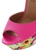 BLOSSOMS Fuchsia Ankle Strap Wedges Discount