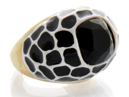 KENNETH JAY LANE Black Spots Cocktail Ring Hot on Sale