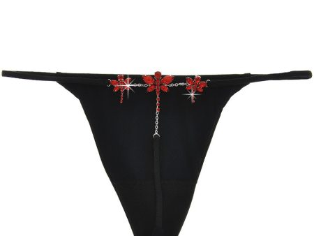 CHRISTIES FLOWER Crystal Black Thong Cheap