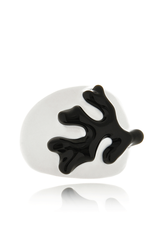 KENNETH JAY LANE BRANCH Black White Enamel Ring Online Hot Sale