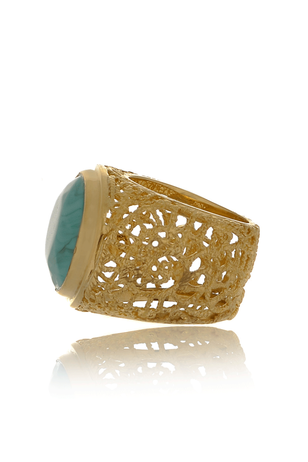 ISHARYA ROUND SWIRL Sea Foam Filigree Ring on Sale