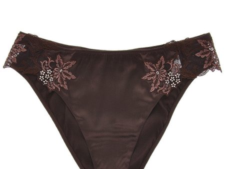 COTTON CLUB FLORAL LACE Brown Briefs on Sale