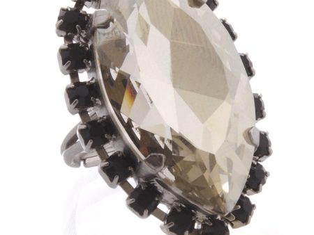 LK DESIGNS Gray Oval Crystal Ring For Discount