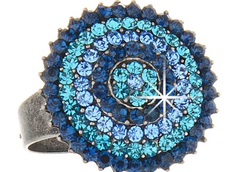 ALBA Blue Round Crystal Ring on Sale