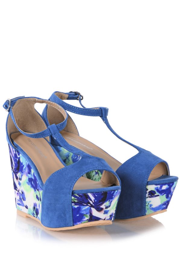 FRANCESCO MILANO CELESTE Azure Blue Floral Sandals Sale